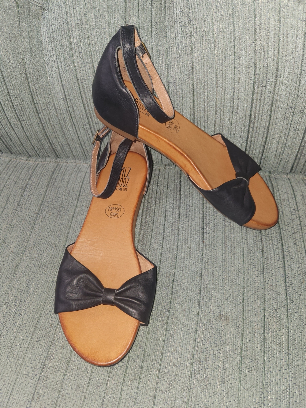 🍉Miz Mooz Black Bow Ankle-Strap Sandals